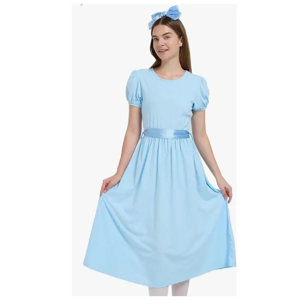 Adult Wendy Darling Cosplay Dress with Matching Blue Hairbow NWOT Medium Costume